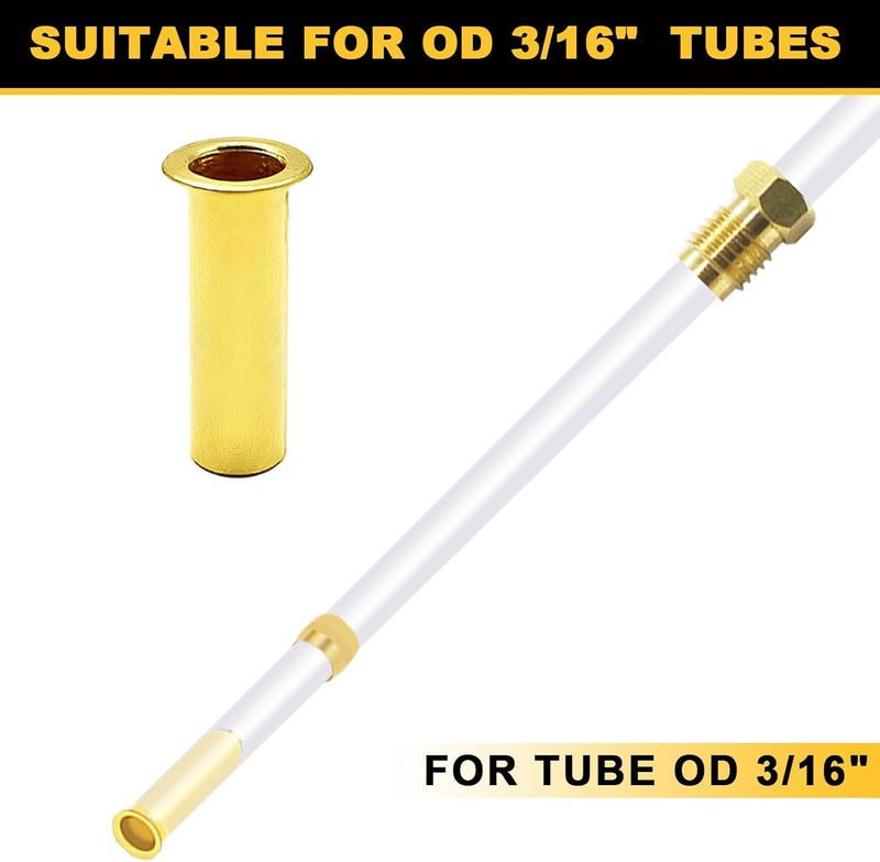 Siptenk 100PCS Brass Compression Tube Inserts for OD 3/16", Insert Tube Support Compression Sleeve Fitting, Sleeve Ferrules for Oil Water Air Pipe - Image 4